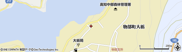 高知県香美市物部町大栃1524周辺の地図