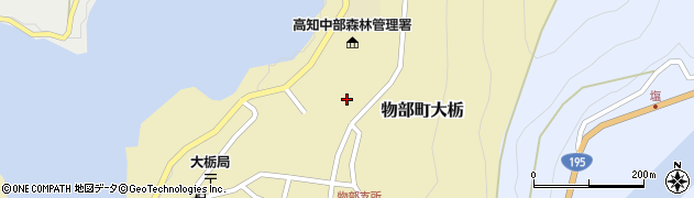 高知県香美市物部町大栃1558周辺の地図