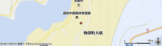 高知県香美市物部町大栃1582周辺の地図