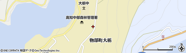 高知県香美市物部町大栃1768周辺の地図