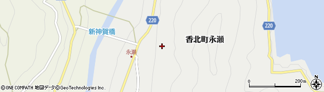 高知県香美市香北町永瀬周辺の地図