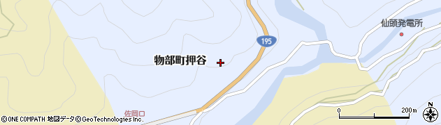 高知県香美市物部町押谷周辺の地図