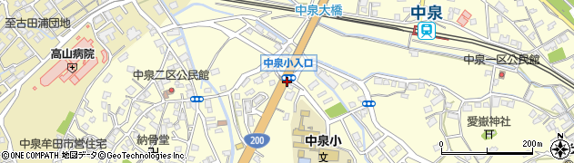 中泉小入口周辺の地図
