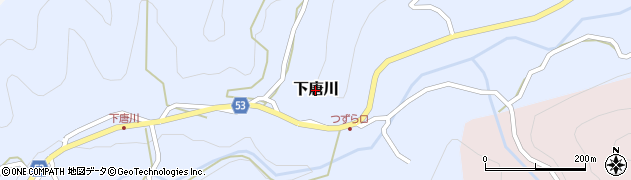 愛媛県伊予市下唐川周辺の地図