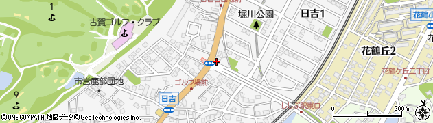 福岡県古賀市日吉周辺の地図