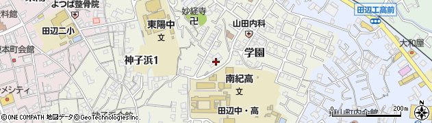 田辺高校若草寮周辺の地図