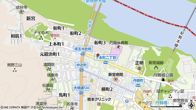 〒647-0011 和歌山県新宮市下本町の地図