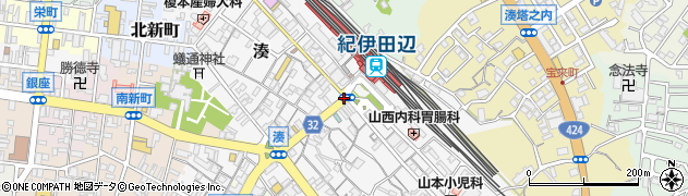 田辺駅前周辺の地図