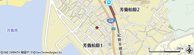 和歌山県田辺市芳養松原周辺の地図