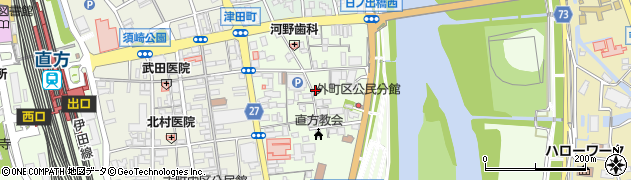福岡県直方市津田町周辺の地図