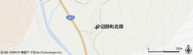 和歌山県田辺市中辺路町北郡周辺の地図