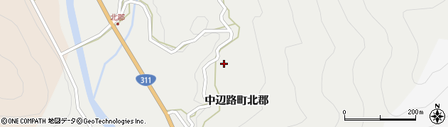 和歌山県田辺市中辺路町北郡257周辺の地図