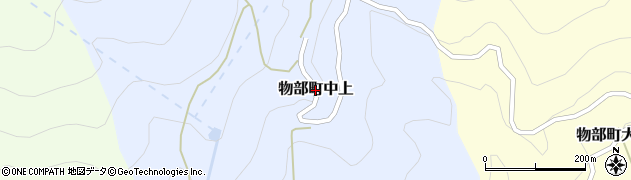 高知県香美市物部町中上周辺の地図