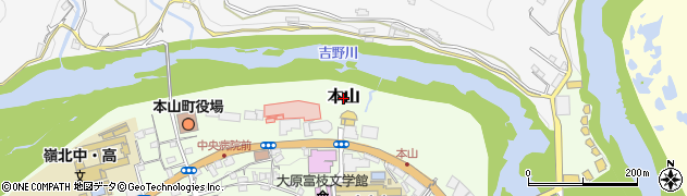 高知県本山町（長岡郡）本山周辺の地図
