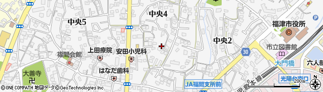 福岡県福津市中央周辺の地図