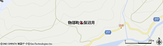 高知県香美市物部町久保沼井周辺の地図