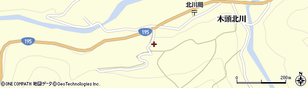 徳島県那賀町（那賀郡）木頭北川（かじや）周辺の地図