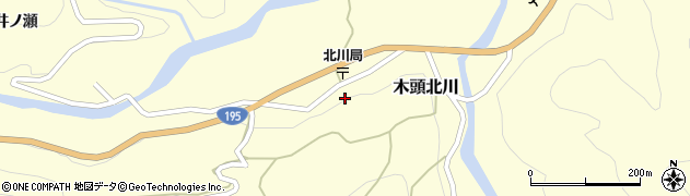 徳島県那賀町（那賀郡）木頭北川（中西）周辺の地図