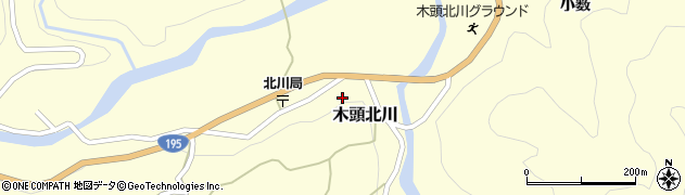 徳島県那賀町（那賀郡）木頭北川（中屋）周辺の地図