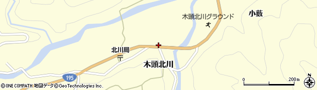 徳島県那賀郡那賀町木頭北川東浦周辺の地図