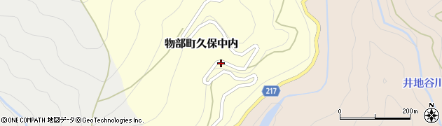 高知県香美市物部町久保中内周辺の地図