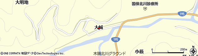 徳島県那賀郡那賀町木頭北川大城周辺の地図