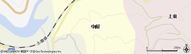 高知県大豊町（長岡郡）中屋周辺の地図