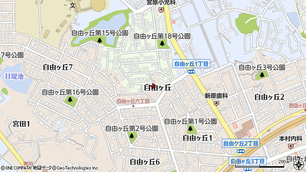 〒811-4163 福岡県宗像市自由ケ丘の地図
