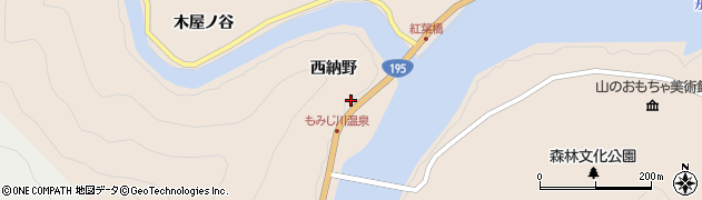 徳島県那賀郡那賀町大久保西納野周辺の地図