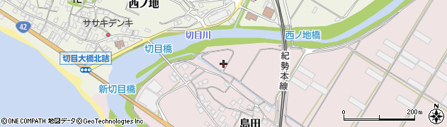 和歌山県印南町（日高郡）島田周辺の地図