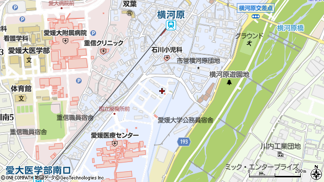 〒791-0203 愛媛県東温市横河原の地図