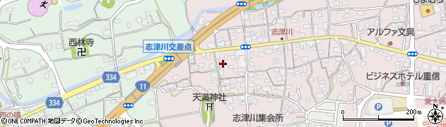愛媛県東温市志津川1436周辺の地図