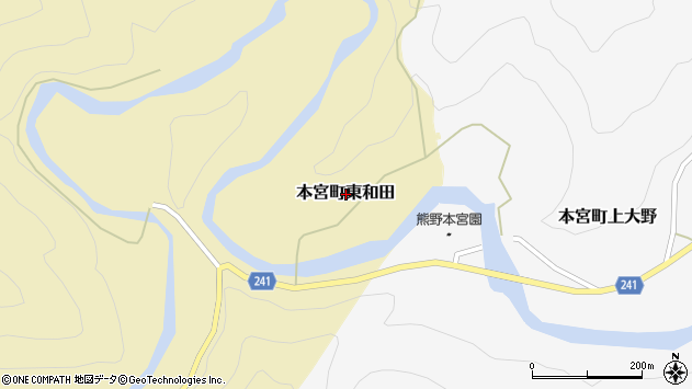 〒647-1715 和歌山県田辺市本宮町東和田の地図