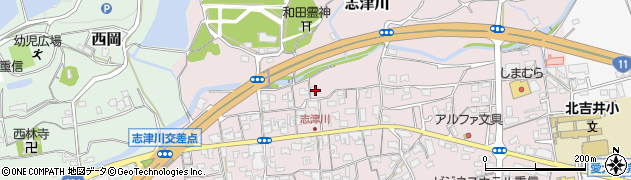 愛媛県東温市志津川592周辺の地図