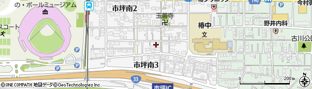 愛媛県松山市市坪南周辺の地図