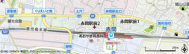 福岡県宗像市赤間駅前周辺の地図