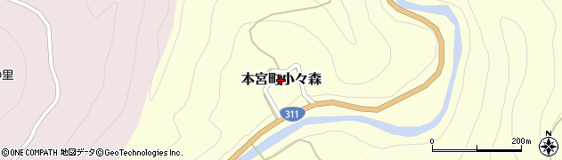 和歌山県田辺市本宮町小々森周辺の地図