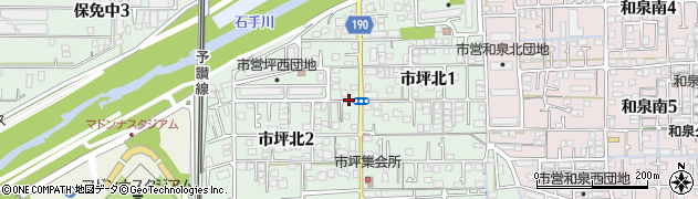 愛媛県松山市市坪北周辺の地図