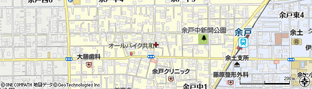 愛媛県松山市余戸中周辺の地図
