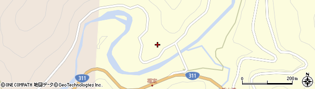 和歌山県田辺市中辺路町福定454周辺の地図