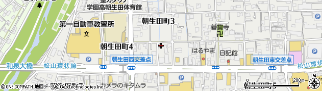 松山朝生田郵便局周辺の地図