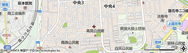 福岡県中間市中央周辺の地図