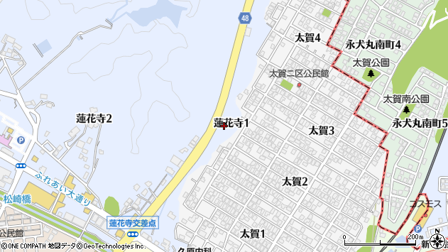 〒809-0014 福岡県中間市蓮花寺の地図