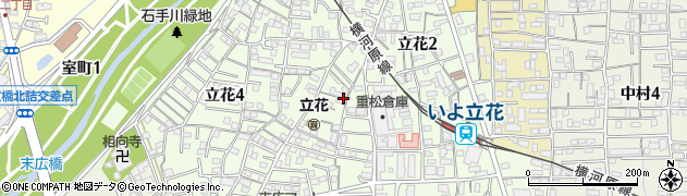 愛媛県松山市立花周辺の地図