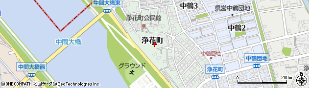 福岡県中間市浄花町周辺の地図