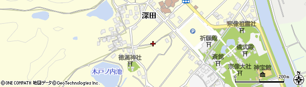 福岡県宗像市深田周辺の地図