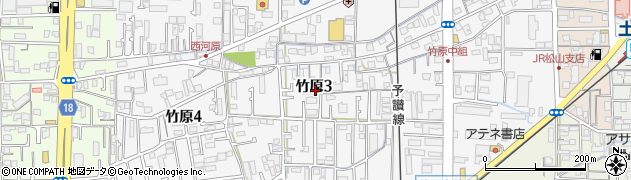 愛媛県松山市竹原周辺の地図
