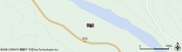 徳島県那賀郡那賀町朝生周辺の地図