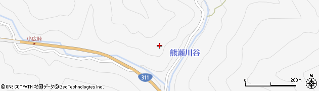 和歌山県田辺市中辺路町道湯川周辺の地図