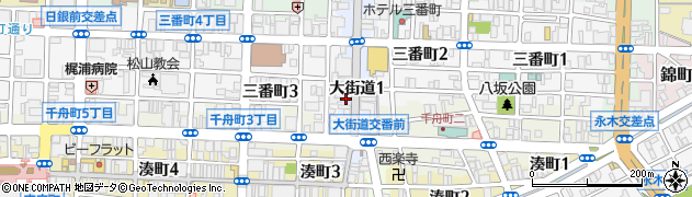松山市役所　大街道駐輪場周辺の地図